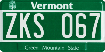 VT license plate ZKS067