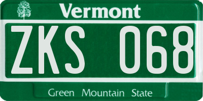VT license plate ZKS068