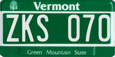 VT license plate ZKS070