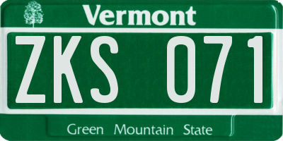 VT license plate ZKS071