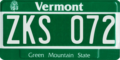 VT license plate ZKS072