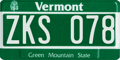 VT license plate ZKS078
