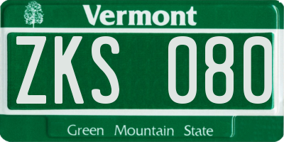 VT license plate ZKS080