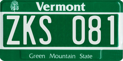 VT license plate ZKS081
