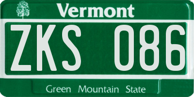 VT license plate ZKS086