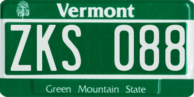 VT license plate ZKS088