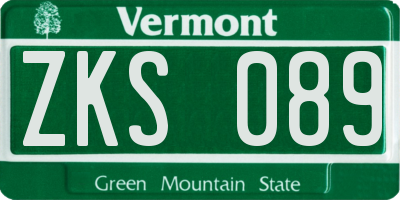 VT license plate ZKS089