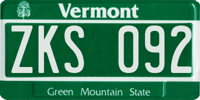 VT license plate ZKS092
