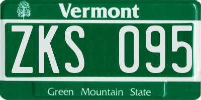 VT license plate ZKS095