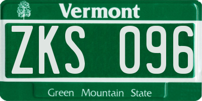 VT license plate ZKS096