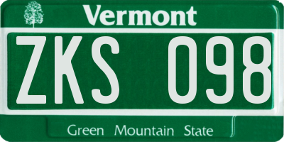 VT license plate ZKS098