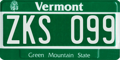 VT license plate ZKS099
