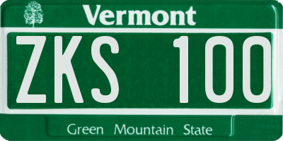 VT license plate ZKS100