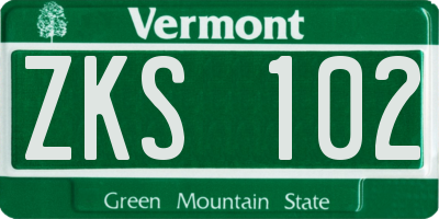 VT license plate ZKS102