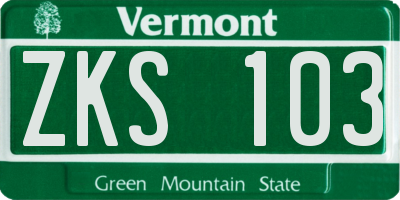 VT license plate ZKS103
