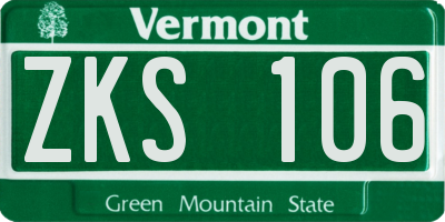 VT license plate ZKS106