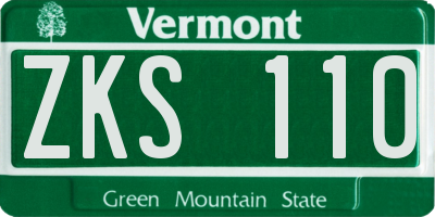 VT license plate ZKS110
