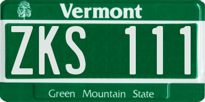 VT license plate ZKS111