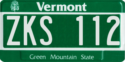 VT license plate ZKS112