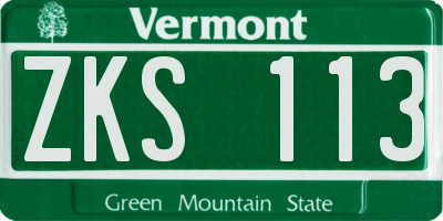 VT license plate ZKS113