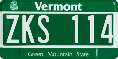 VT license plate ZKS114