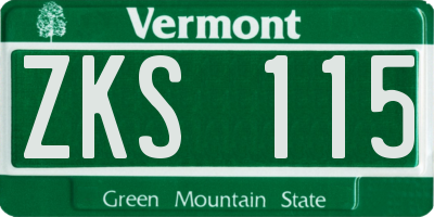 VT license plate ZKS115