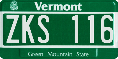 VT license plate ZKS116