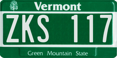 VT license plate ZKS117