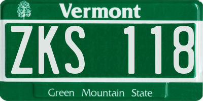 VT license plate ZKS118