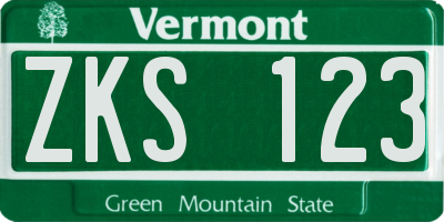 VT license plate ZKS123