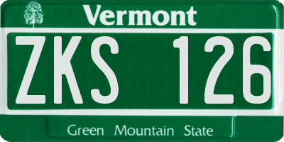 VT license plate ZKS126