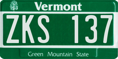 VT license plate ZKS137