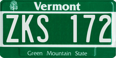 VT license plate ZKS172