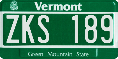 VT license plate ZKS189