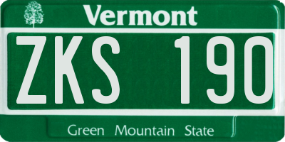 VT license plate ZKS190