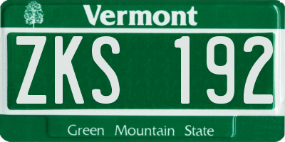 VT license plate ZKS192