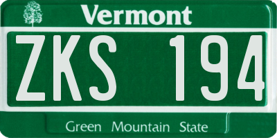 VT license plate ZKS194