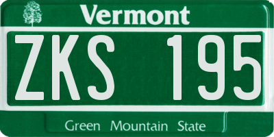 VT license plate ZKS195