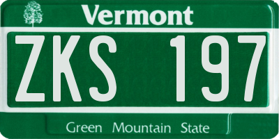 VT license plate ZKS197