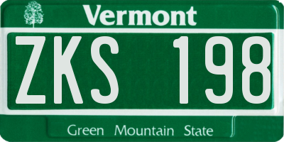 VT license plate ZKS198