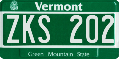 VT license plate ZKS202
