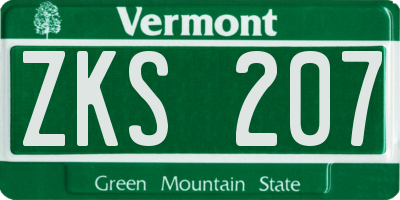 VT license plate ZKS207