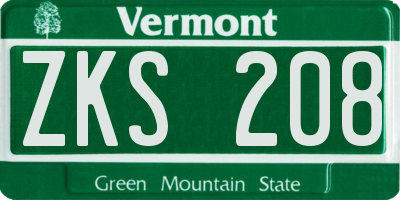 VT license plate ZKS208