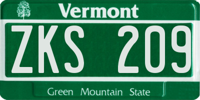 VT license plate ZKS209