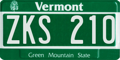 VT license plate ZKS210