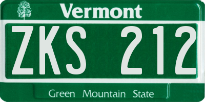 VT license plate ZKS212