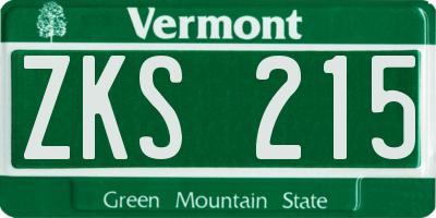 VT license plate ZKS215
