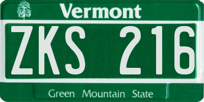 VT license plate ZKS216