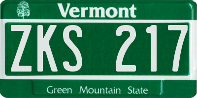 VT license plate ZKS217