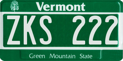 VT license plate ZKS222